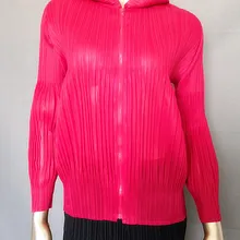 Лидер продаж Miyake fold двойной шарф воротник культивировать свою мораль показать сложить молния модная молния пальто