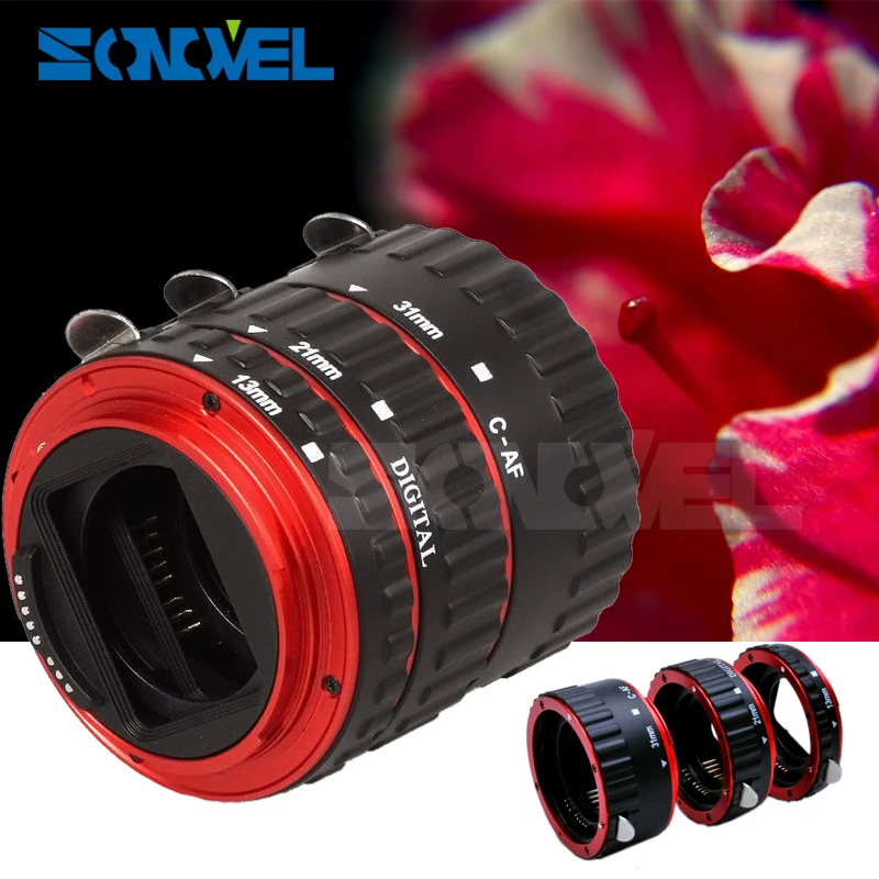 Красный металл ttl Автофокус AF Макро Удлинитель кольцо для Canon EOS EF EF-S 60D 7D 5D II 550D 500D 450D 400D 350D 300D 100D 200D