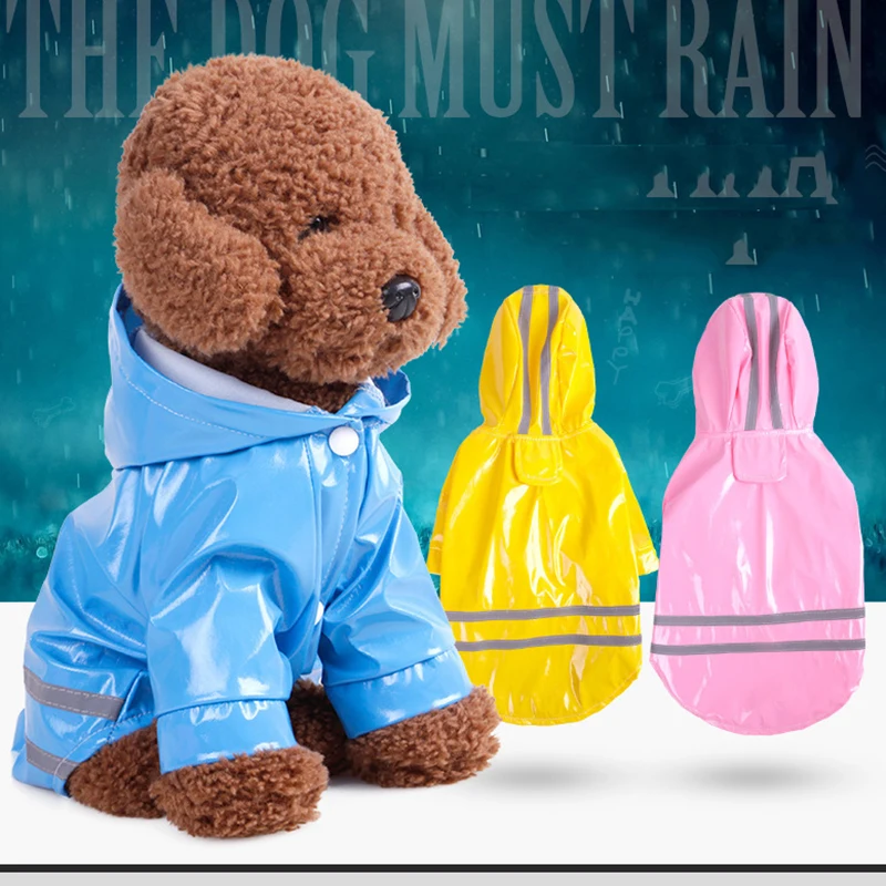 

1PC Small Pet Rain Coat Hoodies Waterproof Reflective Jackets PU for Puppy Pet Raincoats S-XL Clothes
