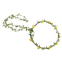 2017 NEW Lady Boho Floral Flower Festival Wedding Garland Forehead Hair Head Band yellow