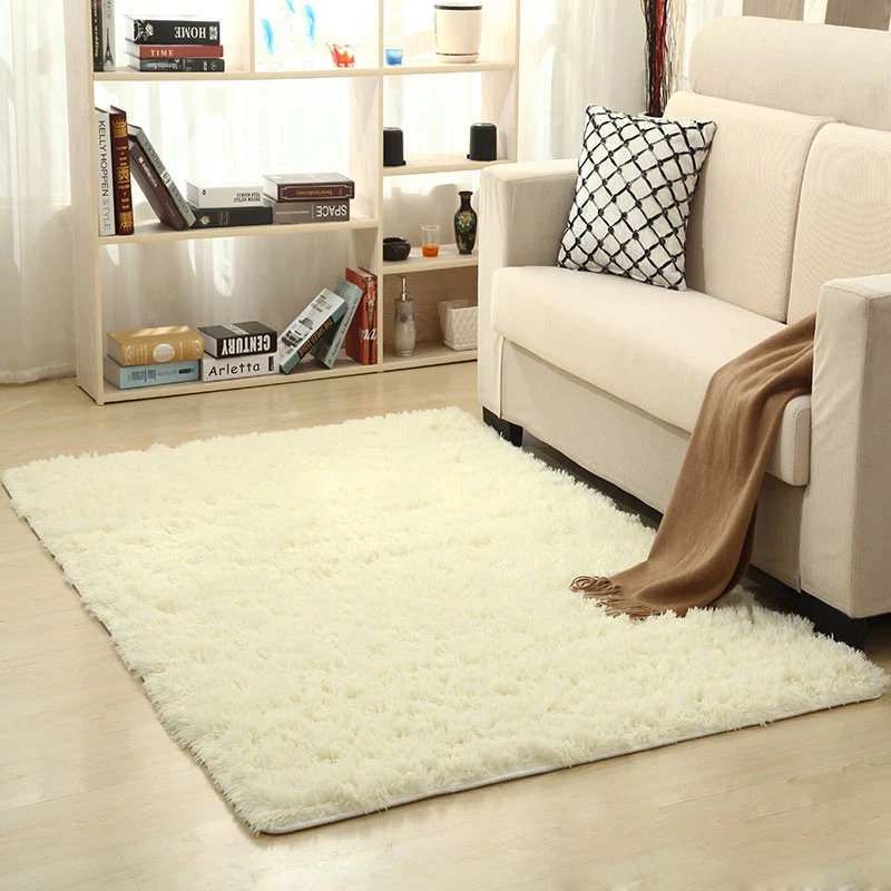 2019 Super Soft Silk Wool Rug Indoor Modern Solid Shag Area Rug Silky Rugs Bedroom Floor