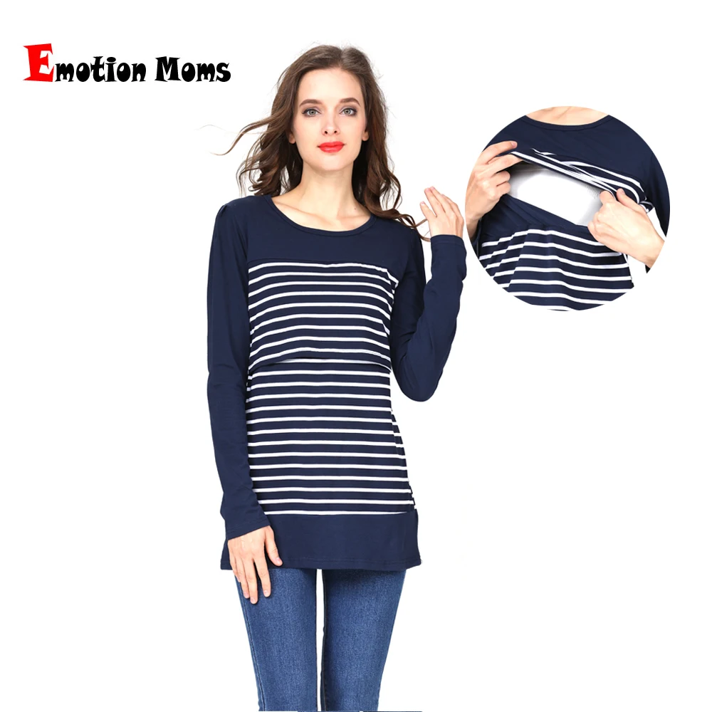 Emotion Moms New casual long sleeve Maternity Tops feeding T shirt