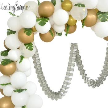 

White Balloons Gold Metal Balloons 12" & 10" 123pcs Balloons Garland Arch Kits For Wedding Decoration Baby Shower Birthday Party