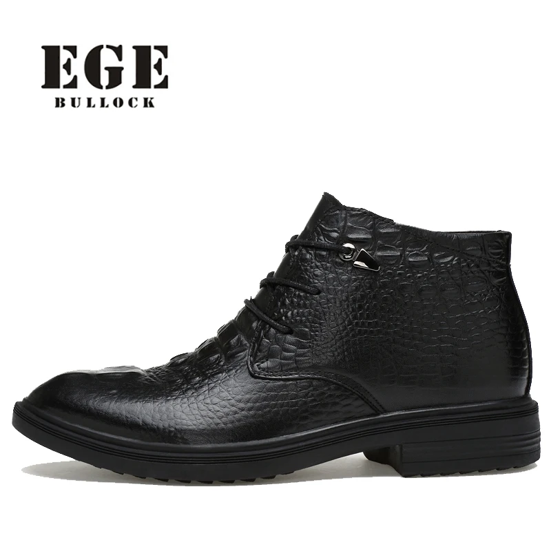 

Men Boots Handmade Genuine Alligator Shoes EGE Brand Winter Warm Comfortable Fashion Ankle Boots,Men Casual Shoes With Fur.