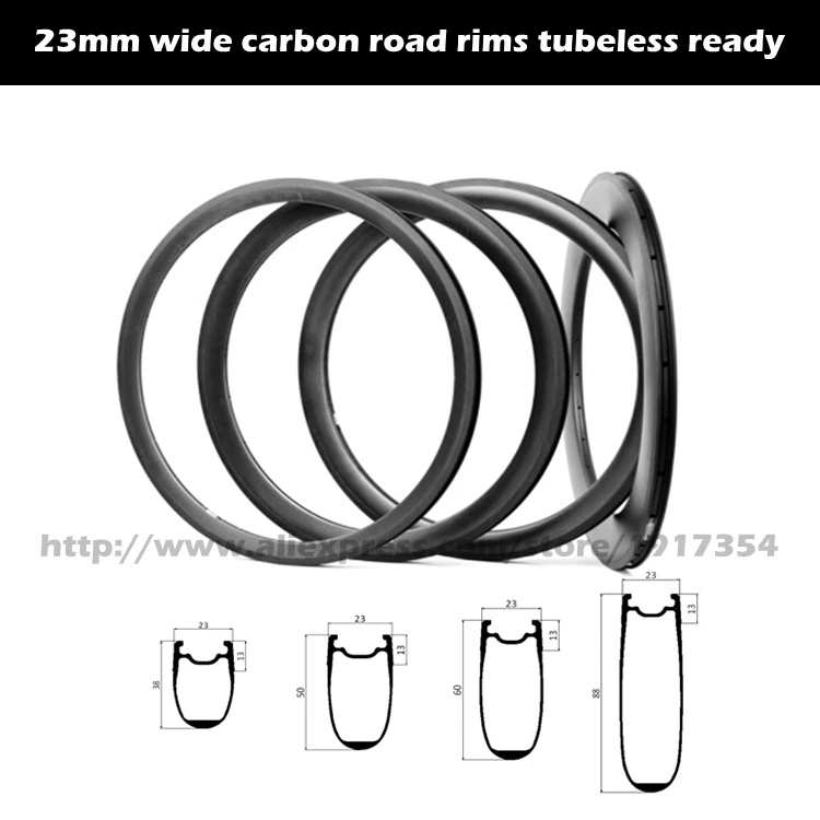 23mm wide clincher rims tubeless ready, 700C carbon clincher rims road rims High Tg Resin Basalt surface