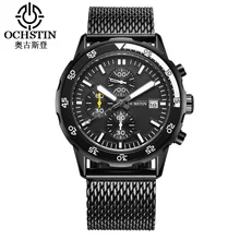 OCHSTIN Новинка Топ Роскошные часы мужские Брендовые мужские часы из нержавеющей стали сетчатый ремешок кварцевые наручные часы модные повседневные часы мужские