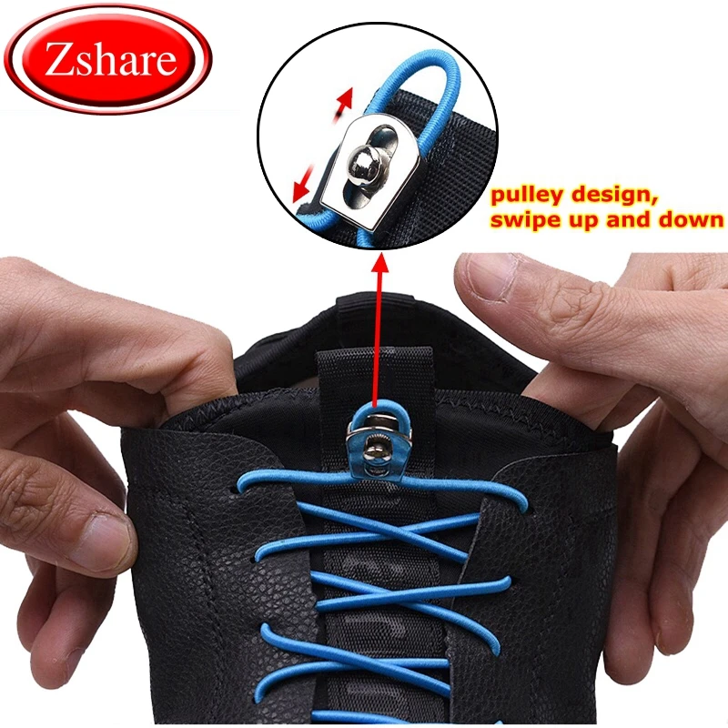 

1 Pair Slide Buckle Lazy Shoe laces Metal Buckle Elastic Shoelaces Simple And Convenient Quick Round No Tie Shoelace Unisex