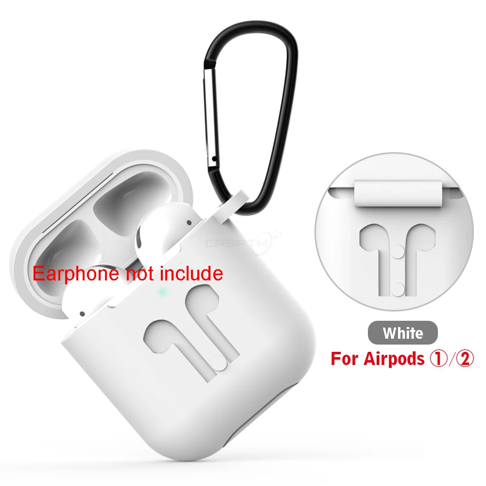 Новинка, силиконовый чехол для наушников с Bluetooth для Apple Airpods, чехол, черный, розовый, синий, белый, защита гарнитуры, аксессуары для Airpods 2 1 - Цвет: White