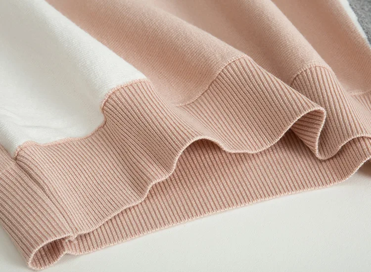Hot selling Autumn Winter Sweater Women Contrast Color Pullover Jumper Long Sleeve O-Neck Knitted Tops Outwear Pull Femme D301