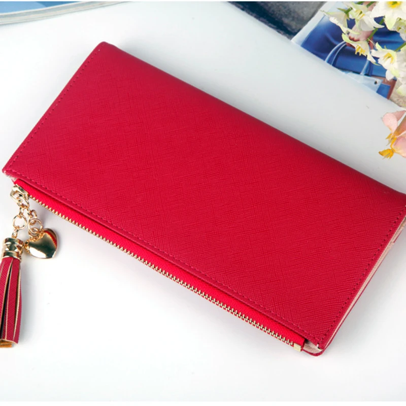 

Ladies Long Wallet Zipper Large Capacity PU Simple Purse for Banknote Cards LXX9