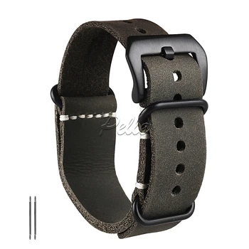 

Pelle 26mm Retro Green Crazy Horse Leather Strap Black Buckle Leather Watch Band With Double Sides Leather Watch Strap