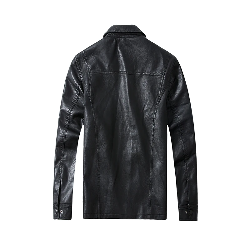  2019 New PU Leather Jacket Mens Coats Long Sleeve Size 4XL Loose and Comfortable Faux Leather Jacke