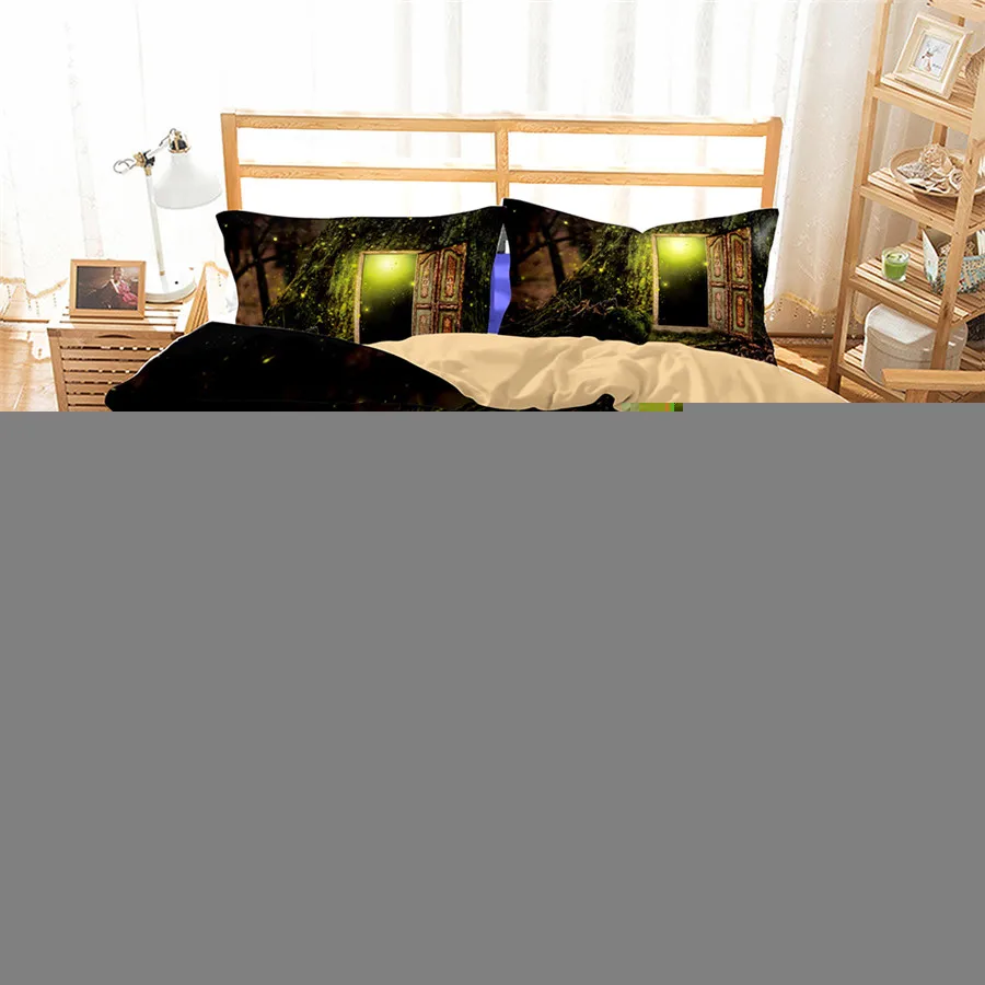 HELENGILI 3D комплект постельного белья лес dreamland принт пододеяльник набор реалистичное постельное белье с наволочкой Комплект постельного белья домашний текстиль#2-09 - Цвет: 5
