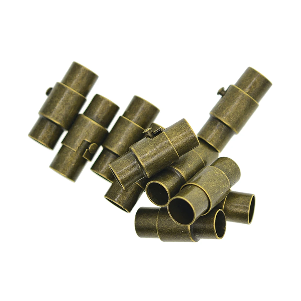 6mm 10 Sets Copper Leather-Kumihimo Glue In Tube Magnetic Clasp DIY Bracelet