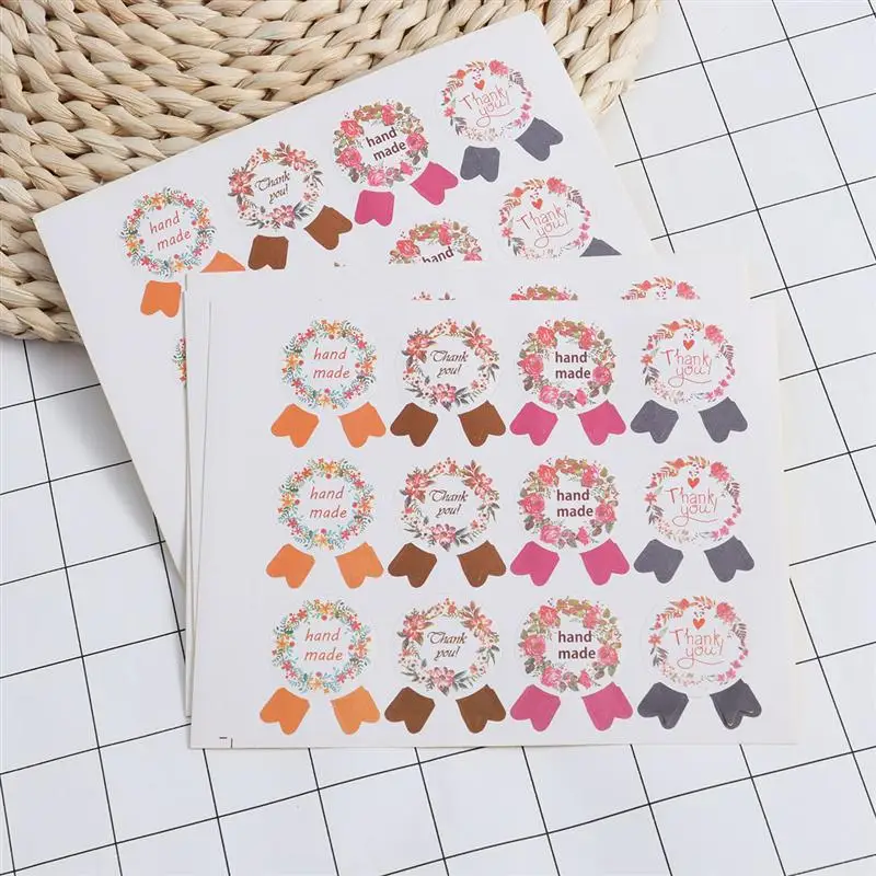 

120pcs THANK YOU HAND MADE Rose Thank You Sealing Labels Kraft Baking Printing Stickers Gift Stickers S Students Funny DIY Work
