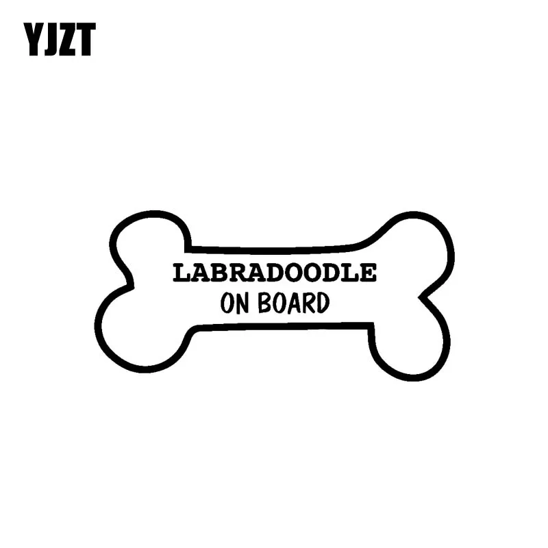 

YJZT 14.8CM*7CM Funny Dog Bone Vinyl Car Sticker Decal Pet Lover LABRADOODLE ON BOARD Black/Silver C10-00596