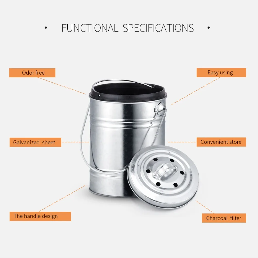 Компостное ведро из нержавеющей стали, мусорное ведро, дезодорант, мини ведро с крышкой, столешница, мусорное ведро для кухни, ведро для хранения мусора