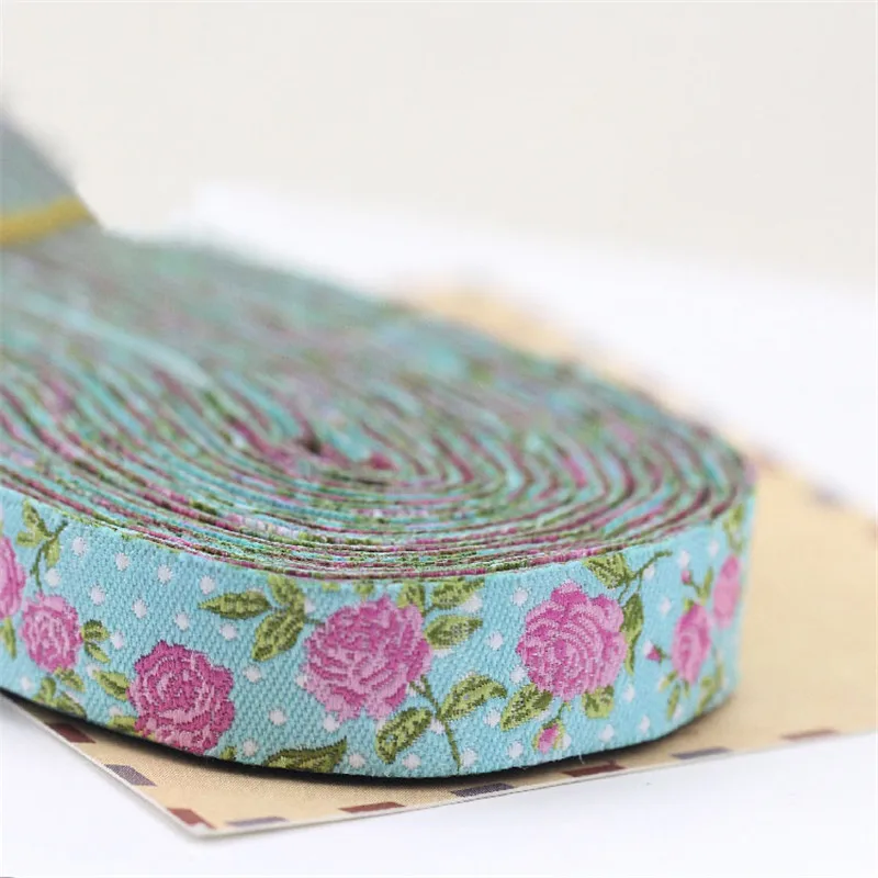 

With Pink rose 100% polyester Cartoon Woven Jacquard Ribbon 16mm 5/8 "grosgrain ribbon For DIY Dog Collar wholesale