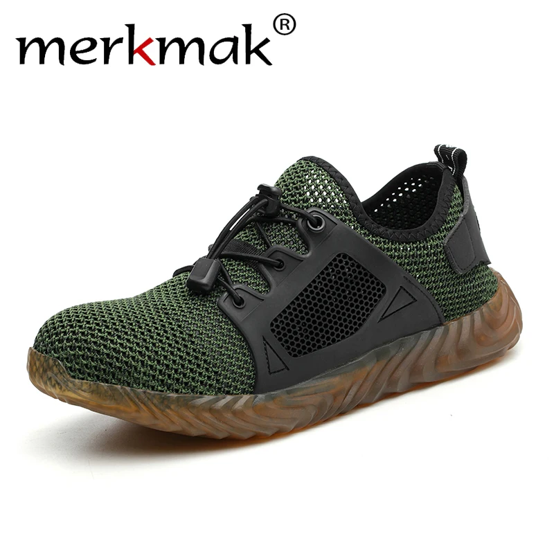 

Merkmak Men Sneakers Anti-piercing Walking Shoes Summer Breathable Safe Boots Casual Light Wear-resistant Working Footwear
