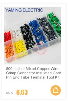 1900pcs Ferrule Kit Wire Crimp Connector Non Insulated Electrical Crimp Cord Metal Wire End Terminals 5 types Bare Copper