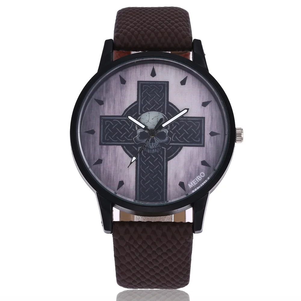

Unisex Watches Leather Strap Cartoon Ghost Analog Dial Lovers Wristwatch Fashion Casual Men and Women Quartz Watch Dress Clock