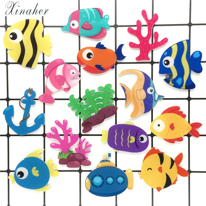 

XINAHER 1 pcs Painting fish Badges for Clothes Acrylic Badges Kawaii Icons on Backpack Pin Brooch Badge