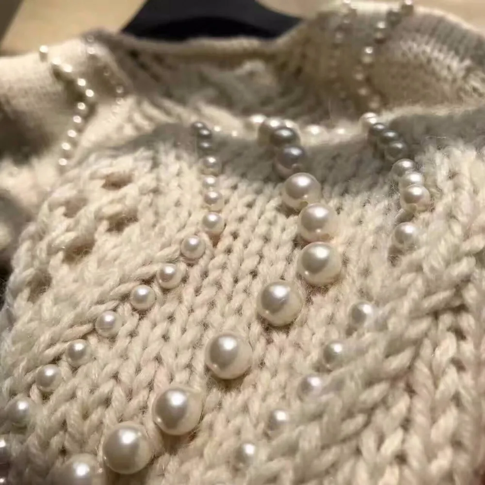 women sweaters and pullovers,elegant women's sweaters,amazing decorate pearls knitted sweater,winter warm clothes pull femme