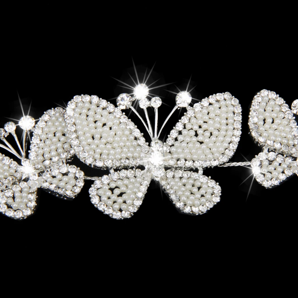 Crystal Butterfly Wedding Headdress Tiara Bridal Rhinestone Headband