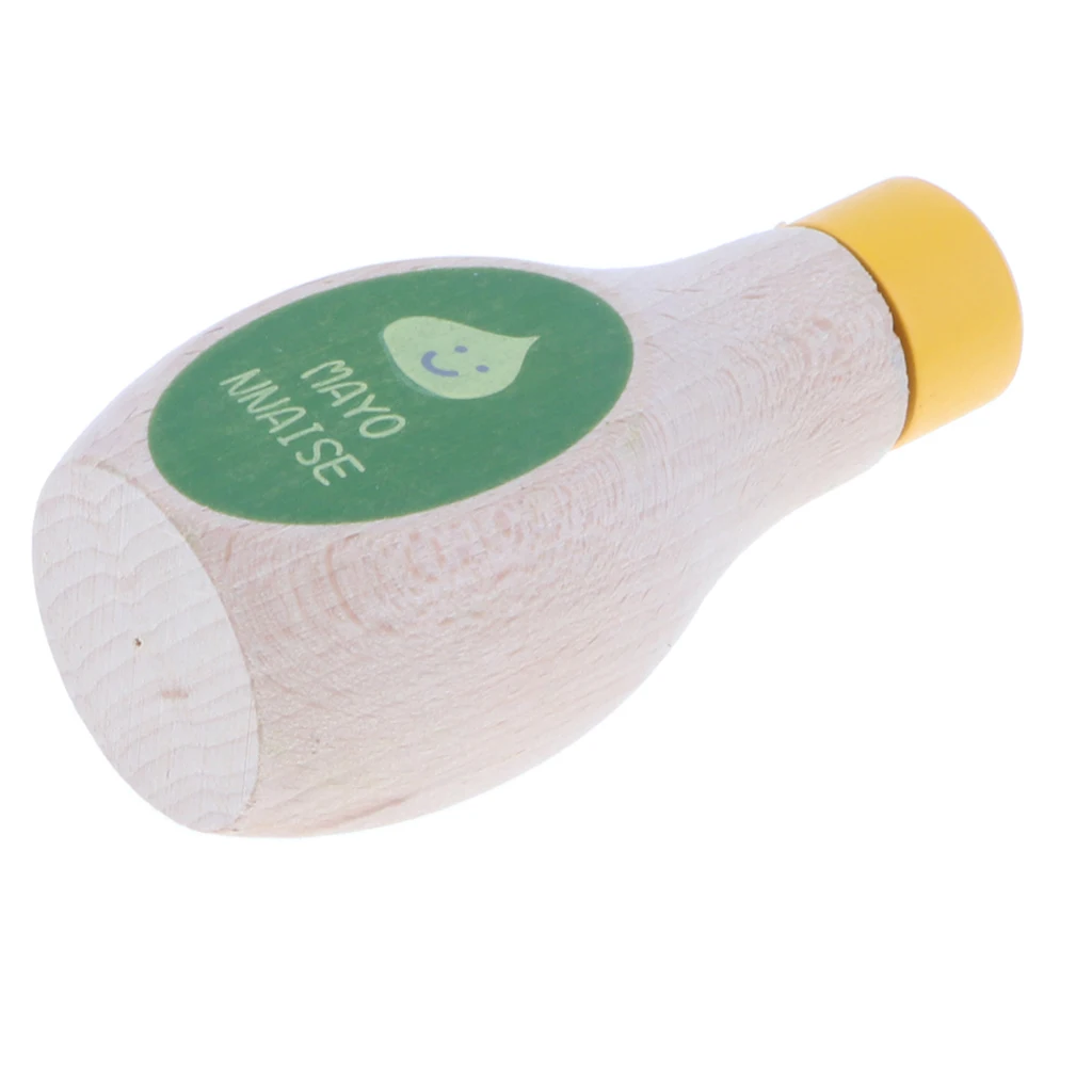 Wooden Soild Beech Mayonnaise Bottle Play Food Kids Pretend Role Play Game Kitchen Condiments Cooking Toys Creative