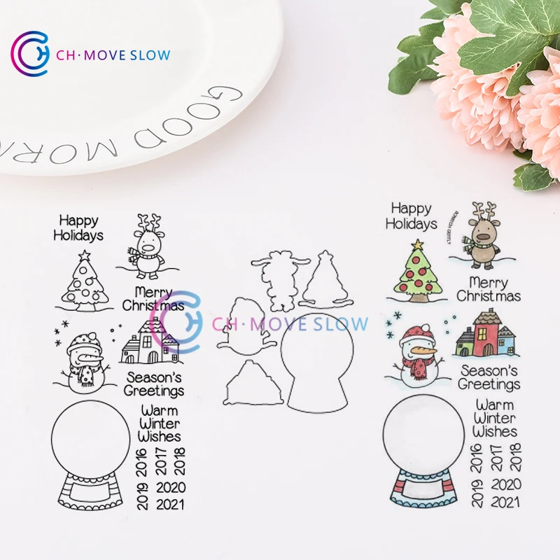 

CH SNOW GLOBE Metal Cutting Dies and stamps DIY Scrapbooking Card Stencil Paper Craft Handmade