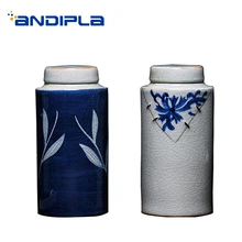 Цзиндэчжэнь Винтаж Ручная роспись синий и белый фарфор чай можно домой Pu'er керамика подглазурная краска влагостойкие прямые закупориваемая банка