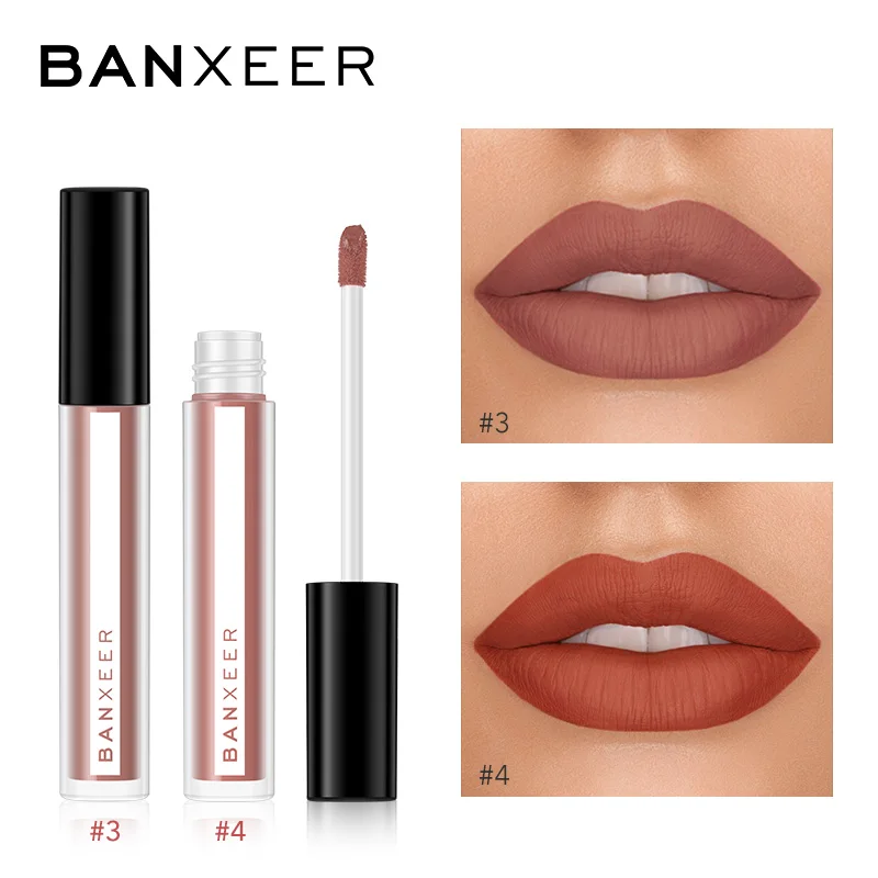 BANXEER 2pcs Lipgloss Set Liquid Lipstick Matte Lip Gloss Waterproof Long Lasting Lips Makeup Set 8 Colors High Pigment Cosmetic