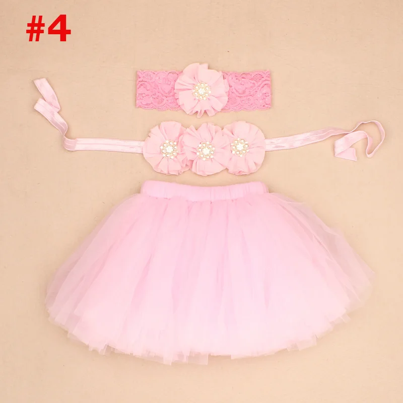 Розовая детская юбка-пачка с цветочным бюстгальтером; Топ и Кружевная повязка на голову; костюм для фотосессии для новорожденных девочек; фатиновая юбка-пачка; подарок для малышей; TS070 - Цвет: Color 4