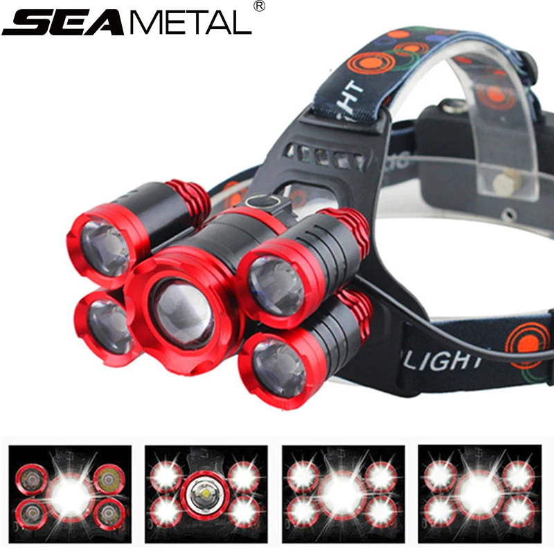 Lanterna de Cabeça Faróis de Pesca Acampamento ao ar t6 50000 Lumens Led Farol Cabeça da Lâmpada Lanterna Led Livre Farol Zoomable Led Torch