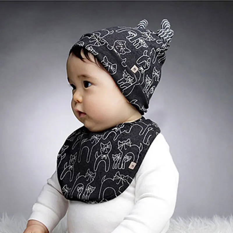 Размер от 6 до 24 месяцев для новорожденных шапка+ нагрудник шарф двух до шести лет модный детский набор Опора шляпы весна-осень Infantil Menina детская шапка, 2 шт./компл