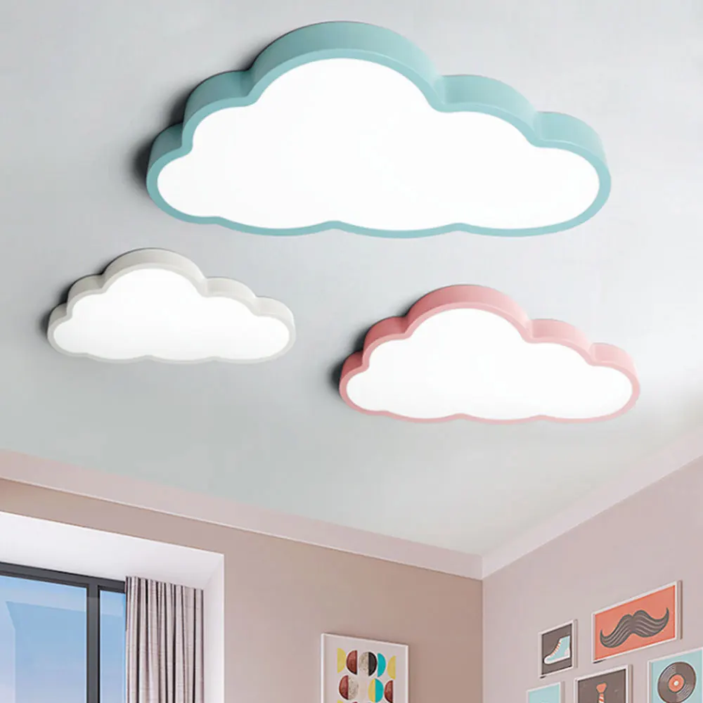 Современные светодиодные потолочные лампы для детей, детская комната, спальня, гостиная, 90-265 в, в форме облака, потолочный светильник с пультом дистанционного управления MY