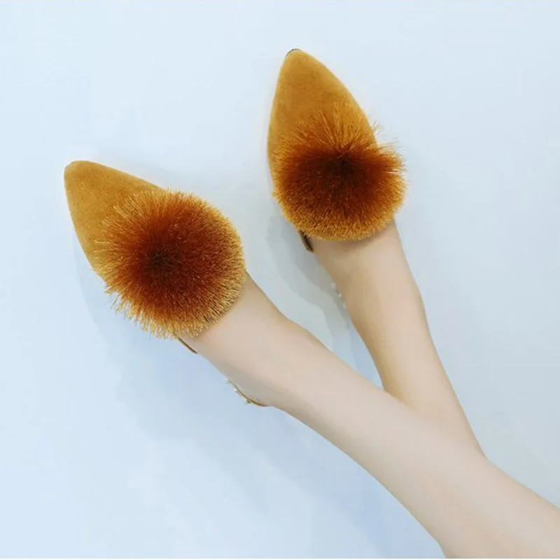 

Bailehou Fashion Women Slippers Ladies Fur Shoes 2018 Flat Mules Shoes Women Pointed Toe Slippers New Woman Shoes Outside Slides