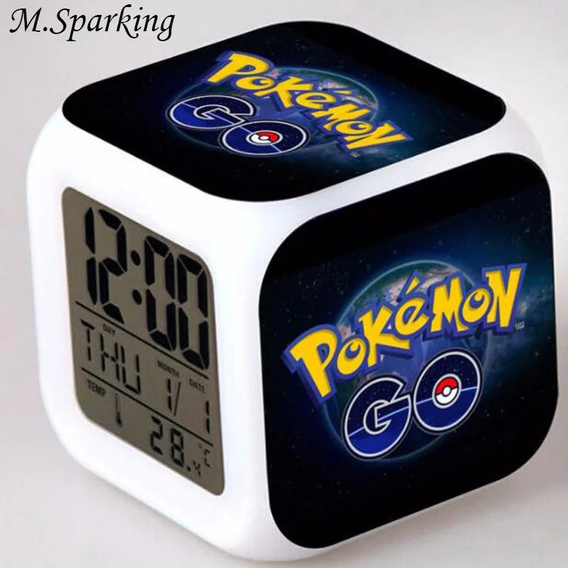 Cartoon Desk Clock Pikachu Kids Alarm Clock Square Digital Ninjago Display Led Night Light 7