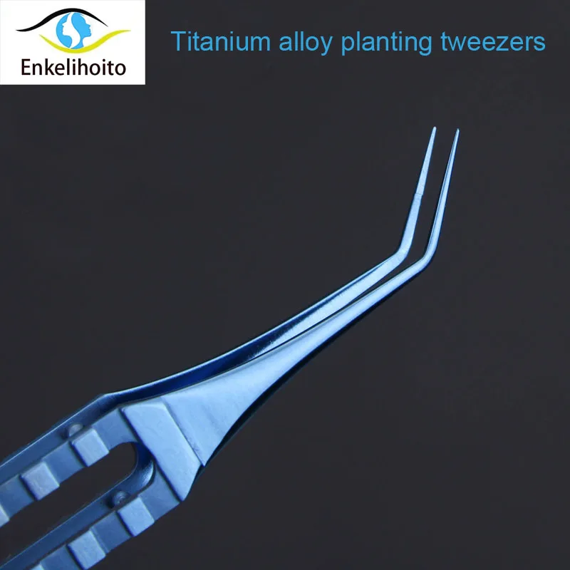 Titanium alloy hair implanted tweezers implanted and transplanted microscopic instruments fine straight curved teeth 4