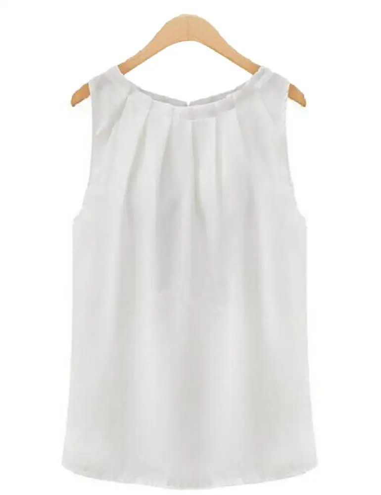 

MISSKY Women Round Neck Sleeveless Chiffon Shirt Pullover Stylish Base Shirt Tops Gift