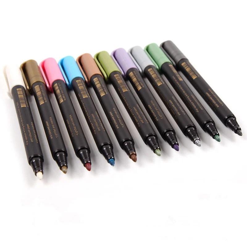 10 Colors Large Capacity Metallic Markers Pens Paint Permanent Marker