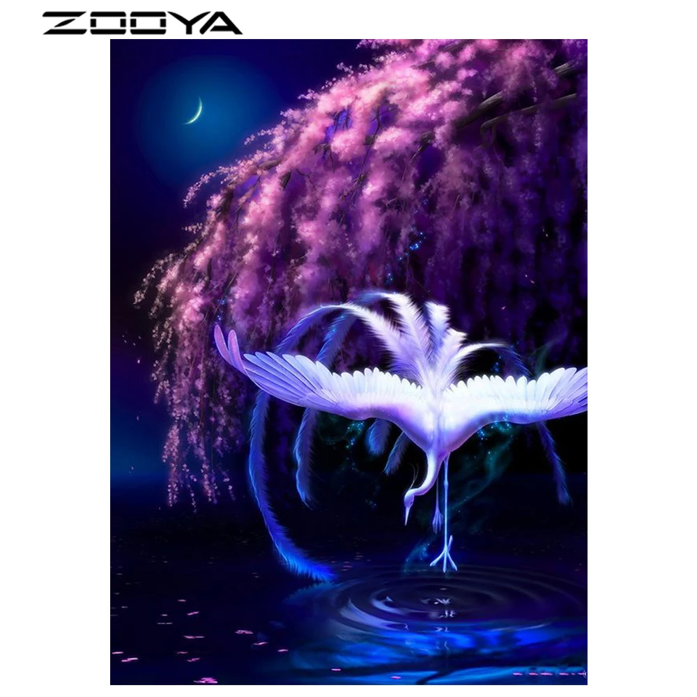 ZOOYA DIY Полная Алмазная вышивка картина крестом животное Феникс дерево озеро