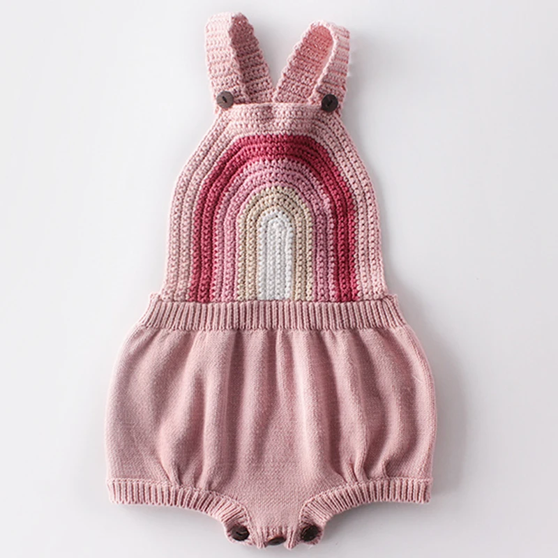 

Baby Girl Bodysuits Rainbow Backband Knitted Wool Clothes For Babies And Infants First Birthday Outfit girl Fall Clothing