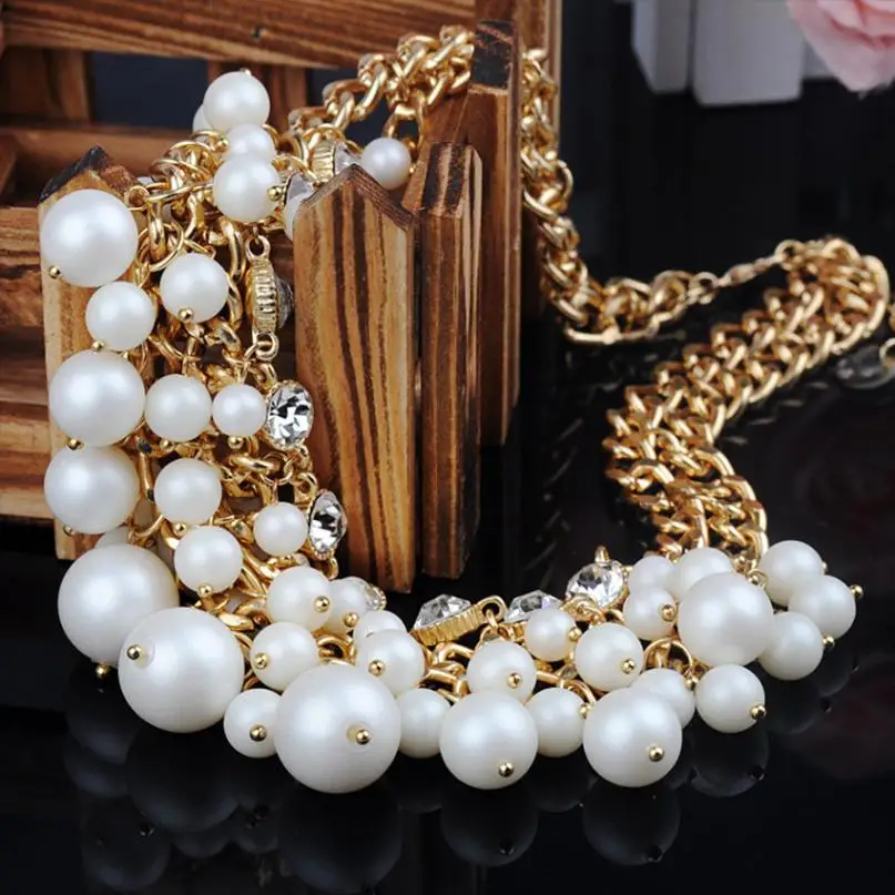 

2018 The Newest Trendy Multilayer Bohemian Size Pearl Crystal Necklace Popular Style Cute Accessory Jewelry