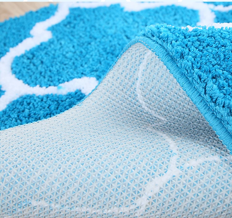 Bathroom Mat Non Slip Absorbent Doormat Living Room Grey Blue Moroccan Pattern Rectangle Microfiber Mat 40x65cm/50x80cm