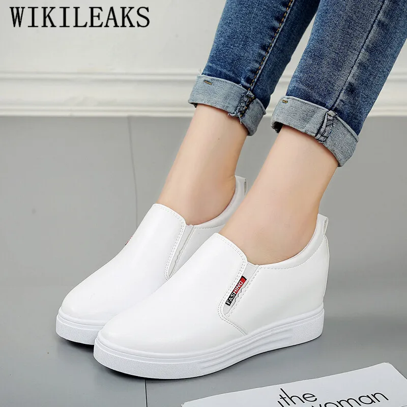 

2019 leather wedges shoes for women platform sneakers women casual shoes internal height women's vulcanize shoes ladies trainers