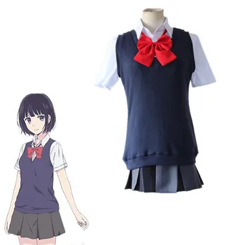 

Anime Scum's Wish Kuzu no Honkai Yasuraoka Hanabi Cosplay Costume Full Set School Uniform ( Shirt + Vest + Skirt + Bow tie )