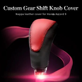 

LS AUTO Hand stitched Top Genuine leather Gear stick shift knob cover For Honda Accord 9 AT car accessories gear shift cover ppc