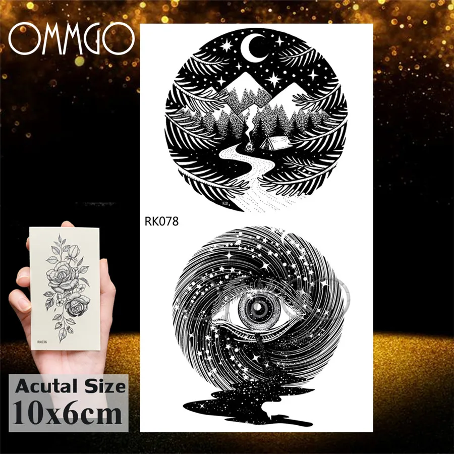 OMMGO геометрические горные маленькие временные татуировки, волнистые цветные лесные татуировки на заказ, боди-арт, рука, фальшивые татуировки для женщин и мужчин - Цвет: ORK078