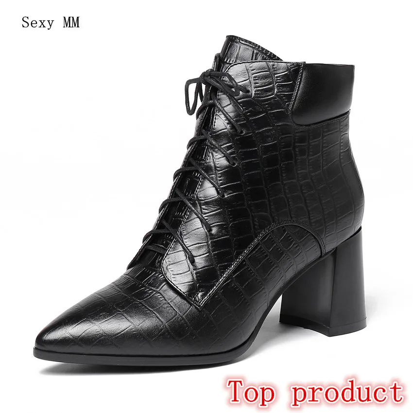 

Genuine Leather Women High Heel Ankle Boots Spring Autumn Shoes Woman Short Boots High Quality Small Plus Size 33 - 40 41 42 43